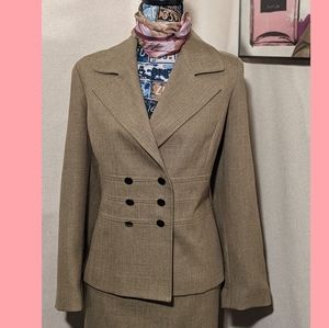 BLACKER PETITE OLIVE GREEN 2 PC SKIRT SUIT